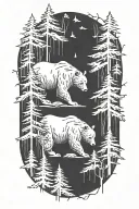 more trees and forest, bears even smaller or in background tattoo design idea