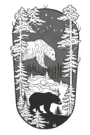 more trees and forest, bears even smaller or in background tattoo design idea