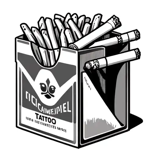pack of camel cigarettes with fries instead of cigarettes tattoo design idea