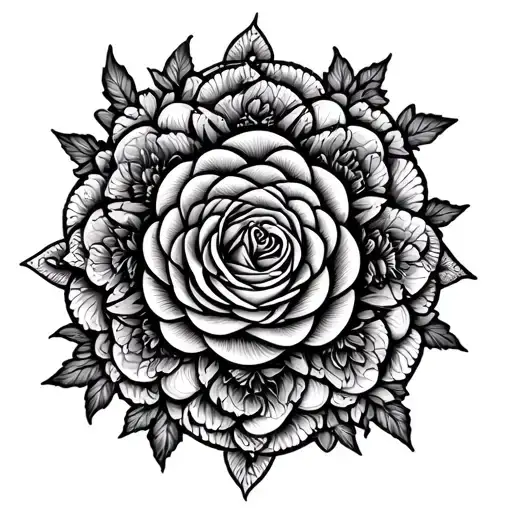 Mandala with roses and snakes tattoo design idea