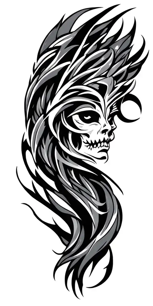 tribal tattoo with slow fading colours from black to gray  tattoo design idea