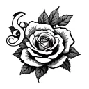 name with "Scoot" in fancy font with a  rose and buttery tattoo design idea