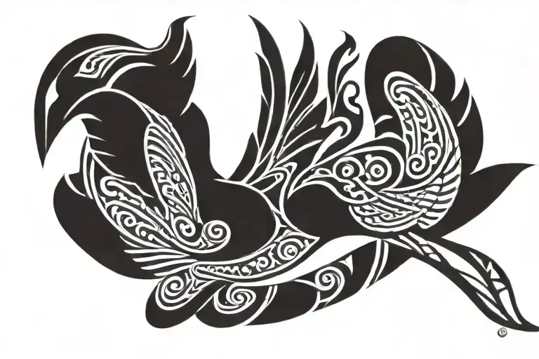 aboriginal duck flying tattoo design idea