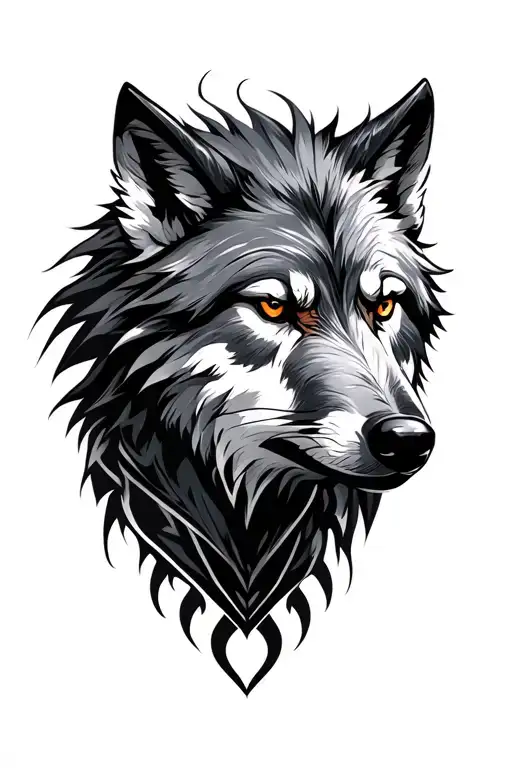 warrior wolf tattoo design idea