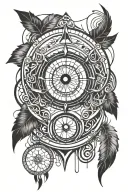 hourglass and dreamcatcher made tattoo design idea