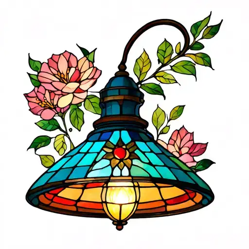 stained glass lamp tattoo design idea
