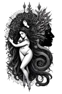 virgo and aquarius tattoo design idea