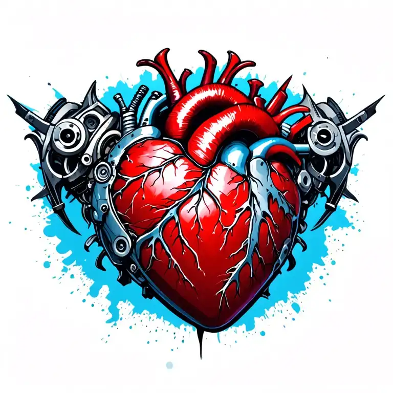 men mechanical heart chest tattoo under skin tattoo design idea