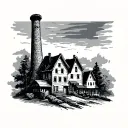 mine chimney town tattoo design idea