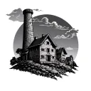 mine chimney town tattoo design idea