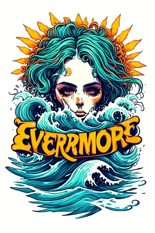 "Evermore" "Evermore" ocean tattoo design idea