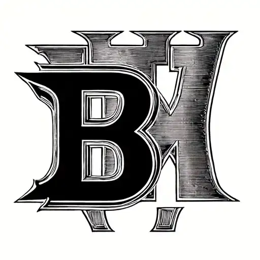 cattle brand using a capital B and a capital H placed with the B inverted so the back is against the leg of the H tattoo design idea