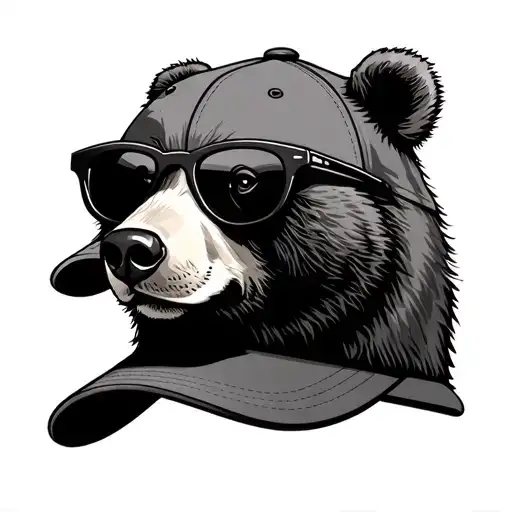 bear basecap Berlin sunglasses tattoo design idea