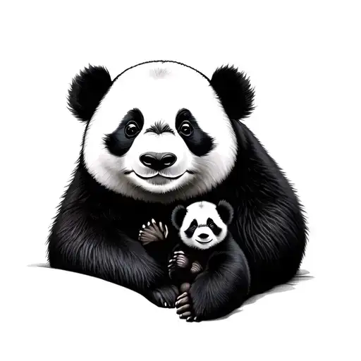Mom And Baby Panda tattoo design idea
