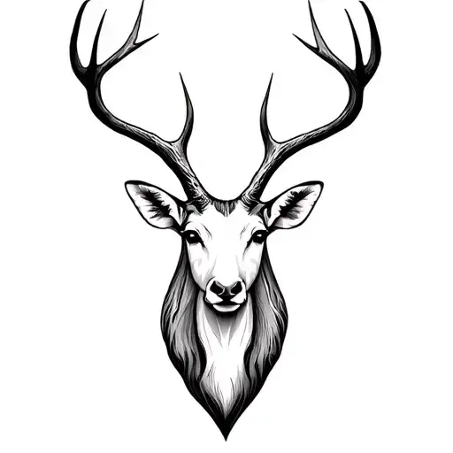 stags head face on tattoo design idea