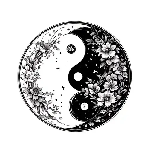 yin yang symbol with fortune favours the brave in english tattoo design idea