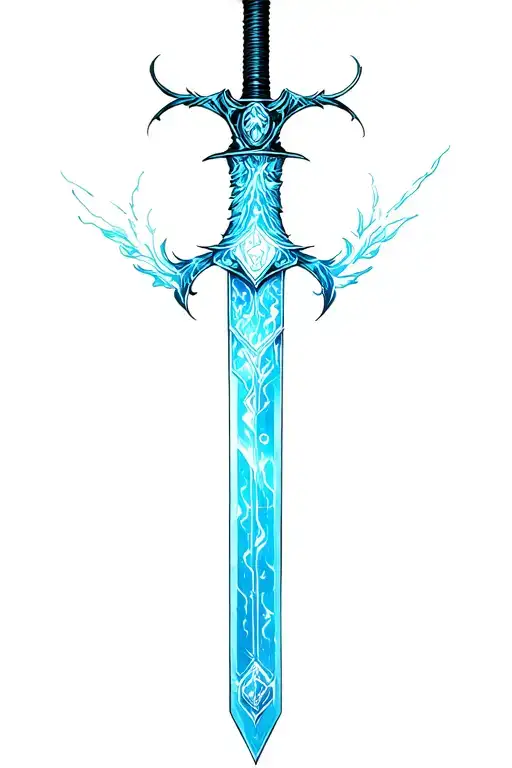 cyber sigilism style sword tattoo tattoo design idea