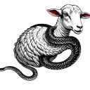 sheep and snake intertwined tattoo design idea