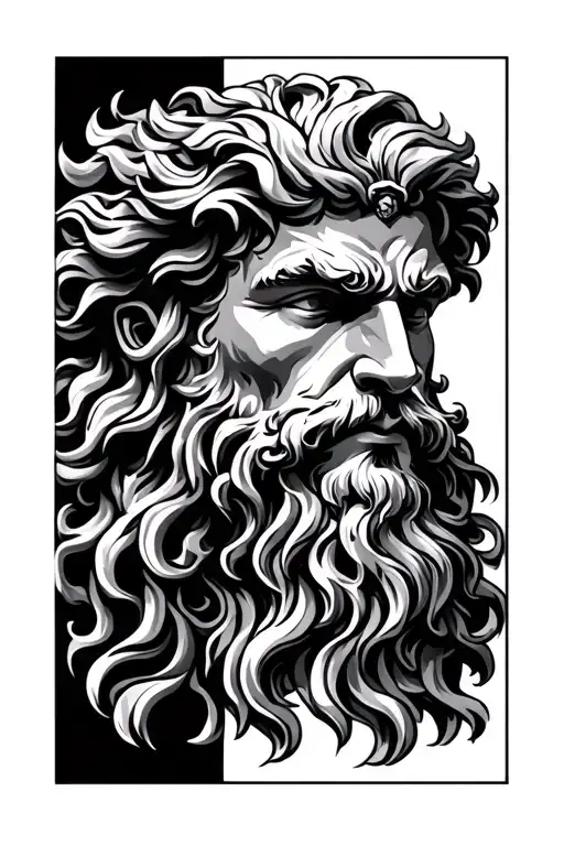 Poseidon x zeus face tattoo design idea