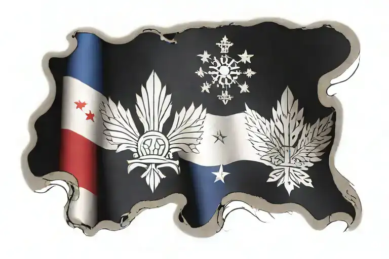 arm band with philippine flag with quebec and canada logo tattoo design idea