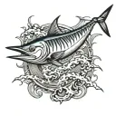 blue marlin jumping tattoo design idea