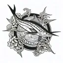 blue marlin jumping tattoo design idea