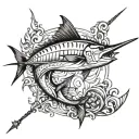 blue marlin jumping tattoo design idea