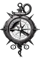 compass with anchor tattoo design idea
