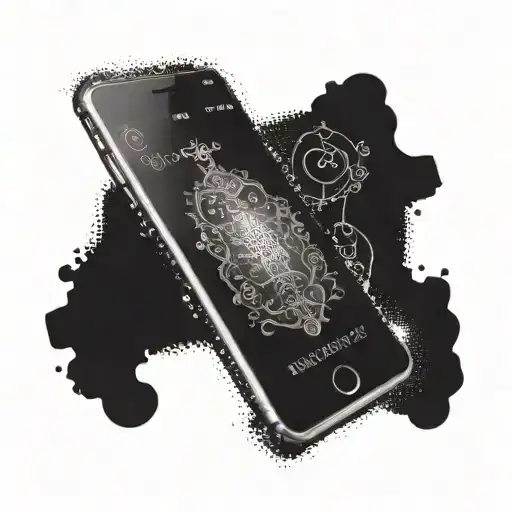 A tattoo design featuring a phone with a Bible verse displayed on the screen, representing your connection to both technology and spirituality tattoo design idea