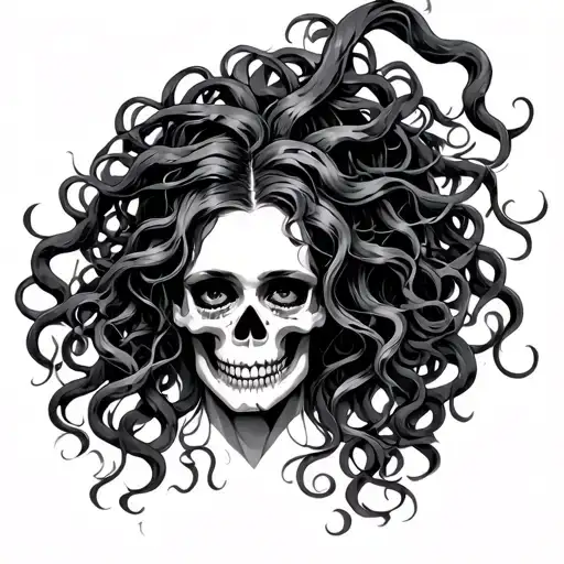 gothic medusa with skulls tattoo design idea