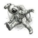 astronaut reaching to a deep sea diver tattoo design idea