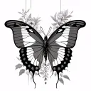 Butterfly + Resurrection Theme Butterfly symbol underneath to reflect transformation: 	•	Caterpillar (fui) 	•	Cocoon  tattoo design idea