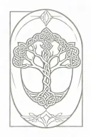a simple solid black cross in the center of a celtic tree of life. located on the forearm tattoo design idea