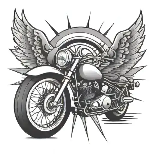 a motorcycle wheel with wings spread wide tattoo design idea