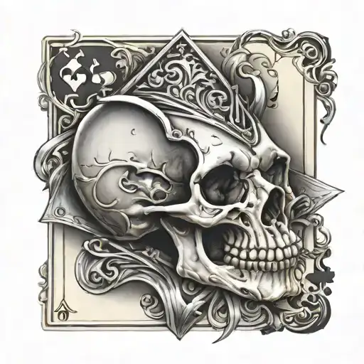 rat skull on a king of spades playing card tattoo design idea