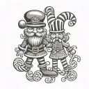 nutcracker gingerbread man grinch candy cane holding hands tattoo design idea