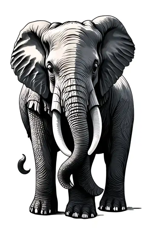 line style elephant tattoo design idea