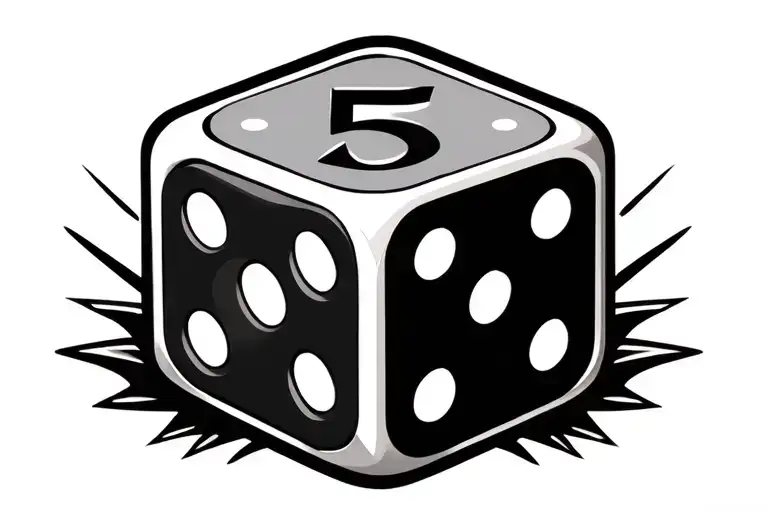 2 dice rolling number 5 tattoo design idea