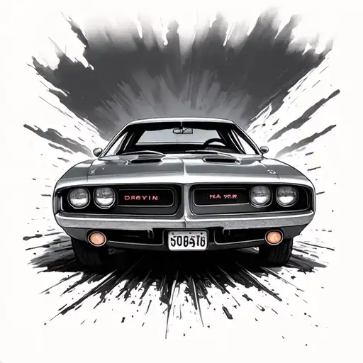 dodge charger 1970 et the frayder  tattoo design idea