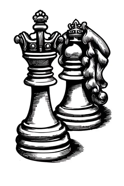 king and queen chess piece tattoo tattoo design idea