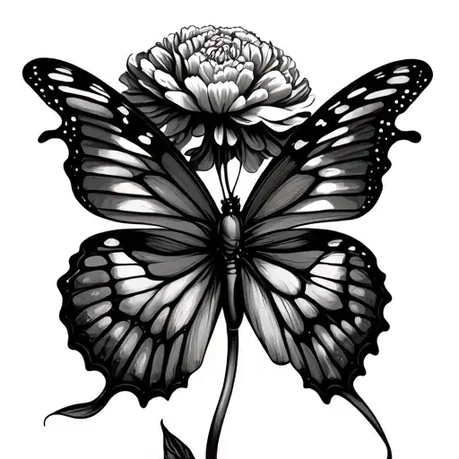 Carnation Butterfly Metamorphosis	•	A carnation slowly turning into a butterfly — symbolizing growth, transformation, a tattoo design idea