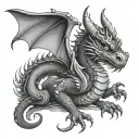 dainty dragon with tiny stars and 26.2 tattoo design idea