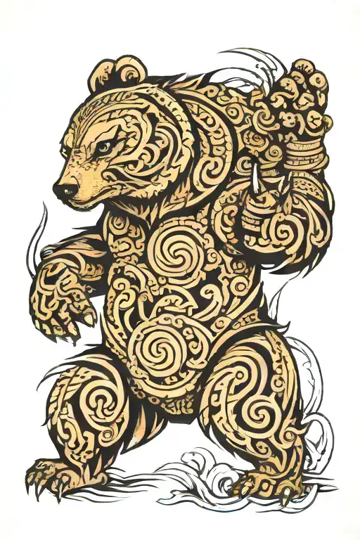 bear tribal tattoo design idea