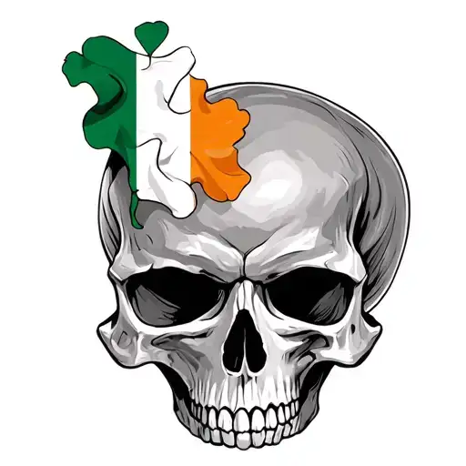 irish flag on skull tattoo design idea