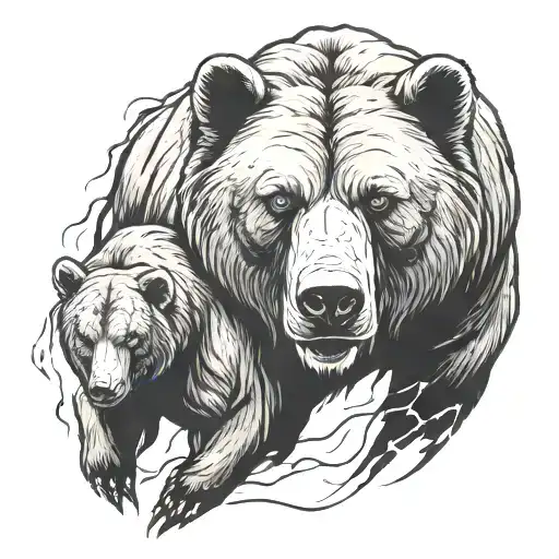 Bear and bull minimal tattoo tattoo design idea