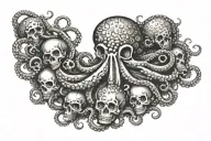 octopus and skulls tattoo design idea