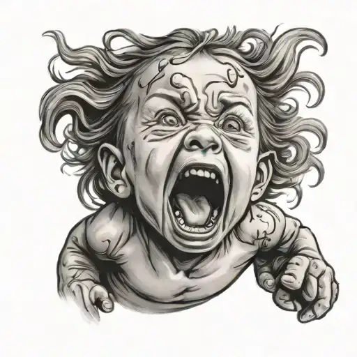 screaming child tattoo design idea