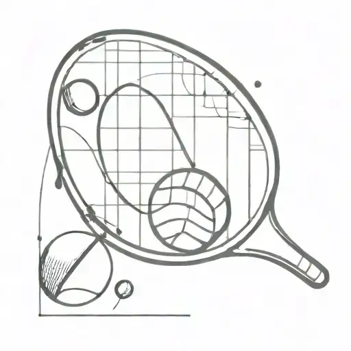 Musical notes forming a volleyball and badminton racket, with a minimalist style tattoo design idea