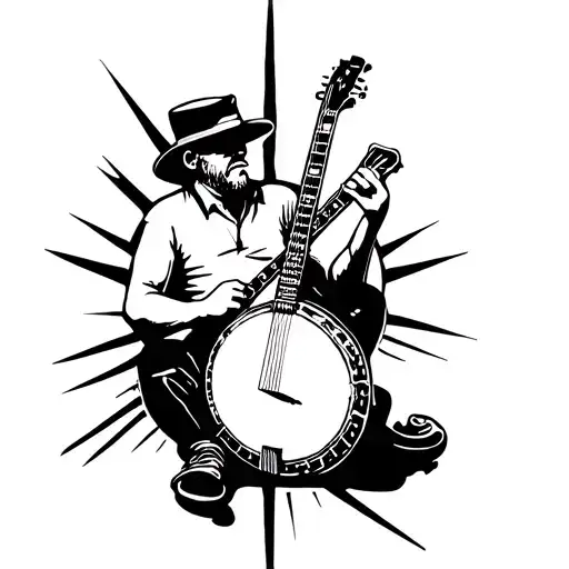 banjo player tattoo design idea
