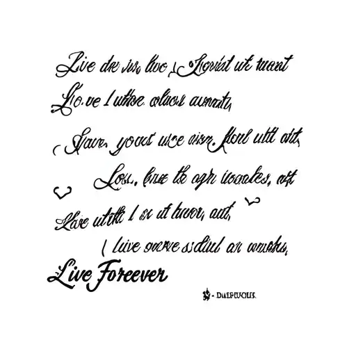 Live Forever Tattoo based on oasis song lyrics tattoo design idea